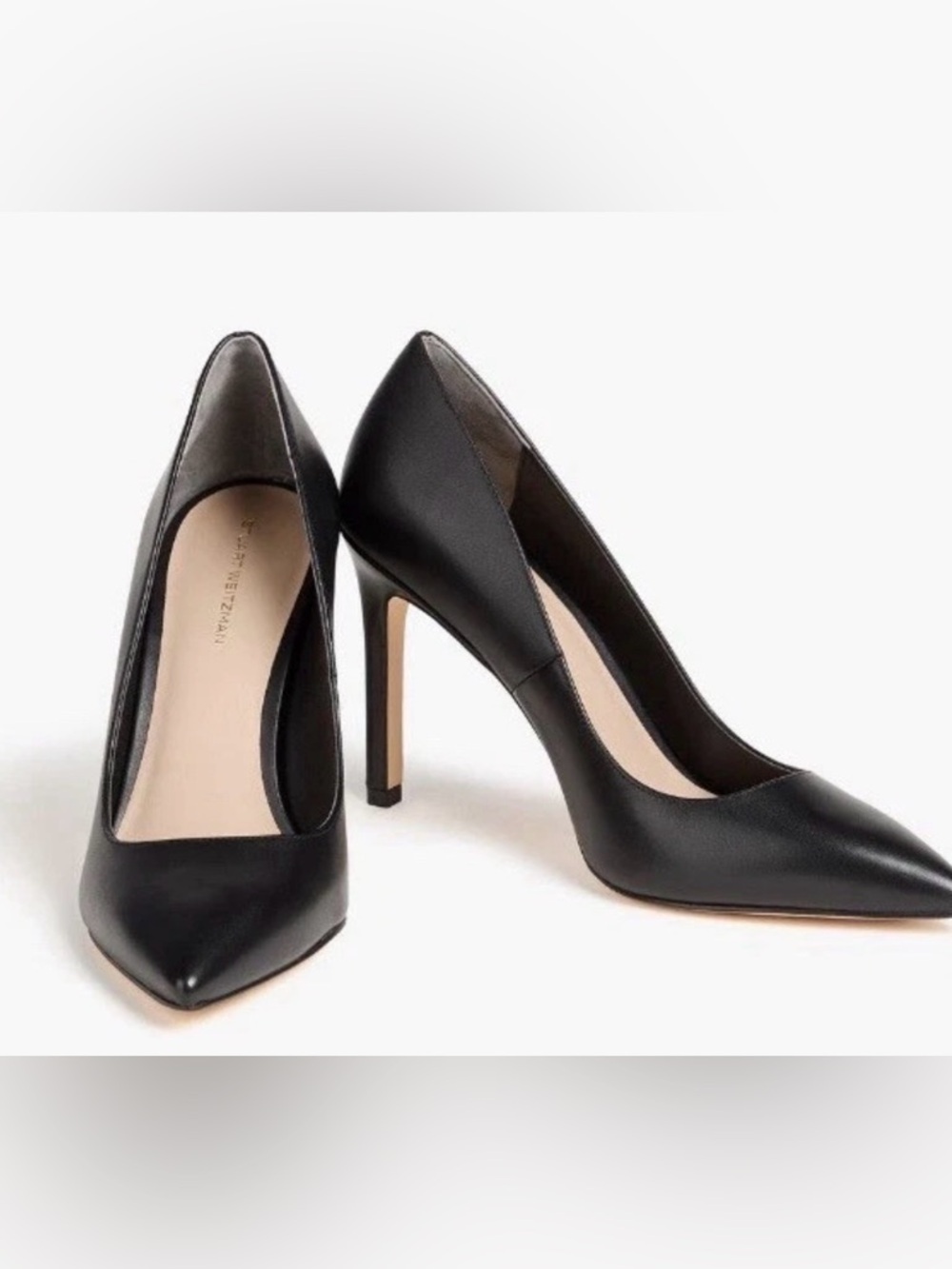 Stuart Weitzman Leigh 95 Golden Black Leather Pumps NIB $495